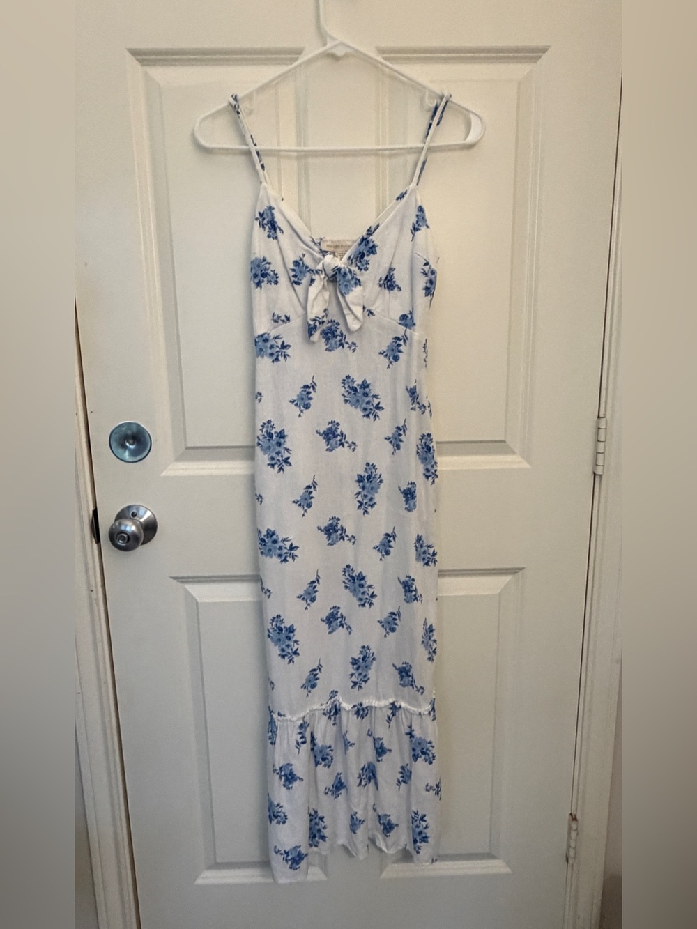 Monteau Los Angeles Blue Floral Tie Front Maxi Dress Size XS NWOT